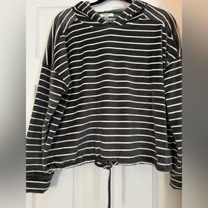 Cable & Gauge grey and White Striped Hoodie